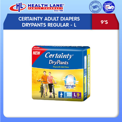 CERTAINTY ADULT DIAPERS DRYPANTS REGULAR- L (9'S)